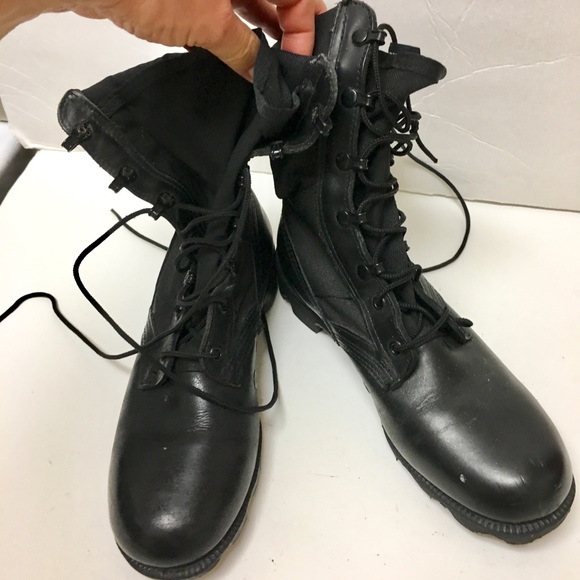 altama black leather combat boots